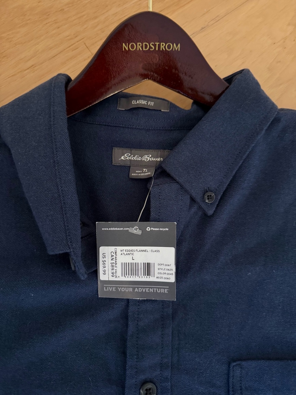 Eddie Bauer Navy Classic Fit Button-Down Shirt